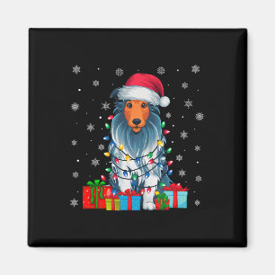 Hund Ugly Xmas Lights Weihnachtsmannmütze Barted C Magnet
