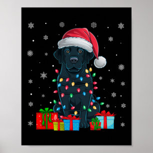 Hund Ugly Xmas Lights Weihnachtsmannmütze Black La Poster
