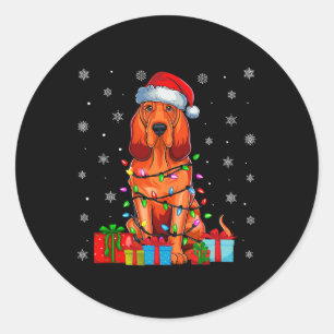 Hund Ugly Xmas Lights Weihnachtsmannmütze Bloodhou Runder Aufkleber