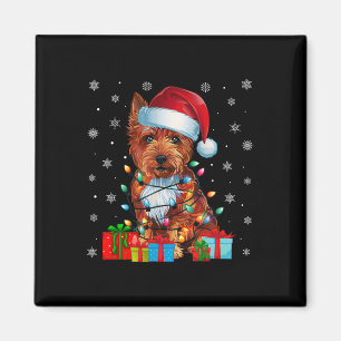 Hund Ugly Xmas Lights Weihnachtsmannmütze Cairn Te Magnet