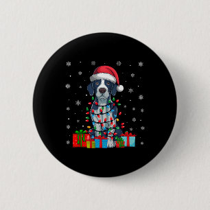 Hund Ugly Xmas Lights Weihnachtsmannmütze Englisch Button