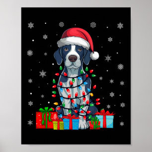 Hund Ugly Xmas Lights Weihnachtsmannmütze Englisch Poster