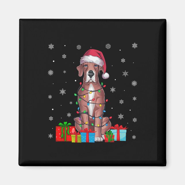 Hund Ugly Xmas Lights Weihnachtsmannmütze Great Da Magnet (Vorne)