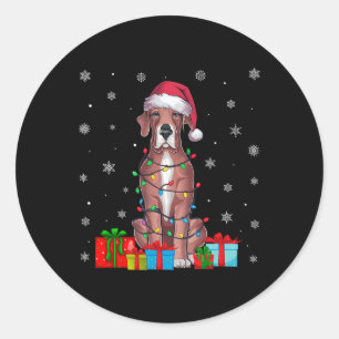 Hund Ugly Xmas Lights Weihnachtsmannmütze Great Da Runder Aufkleber
