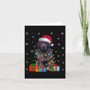 Hund Ugly Xmas Lights Weihnachtsmannmütze Neufundl Karte