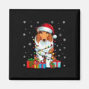 Hund Ugly Xmas Lights Weihnachtsmannmütze Rough Co Magnet