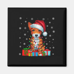 Hund Ugly Xmas Lights Weihnachtsmannmütze Toy Fox  Magnet