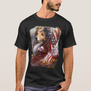 Hund und Adler Flagge Amerika Klassisch Vintage T-Shirt