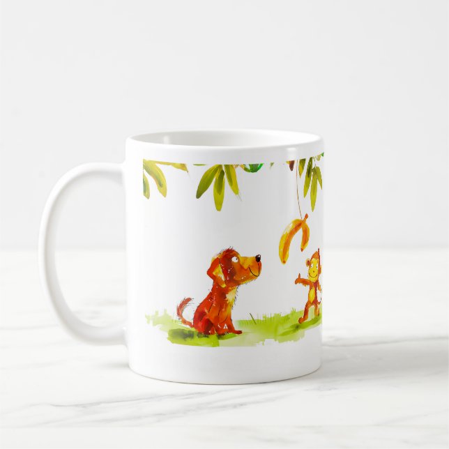 Hund-und-Affen-Cartoon Kaffeetasse (Links)