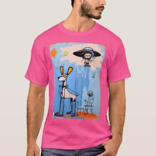 Hund und Alien Katze (Originalversion). T-Shirt