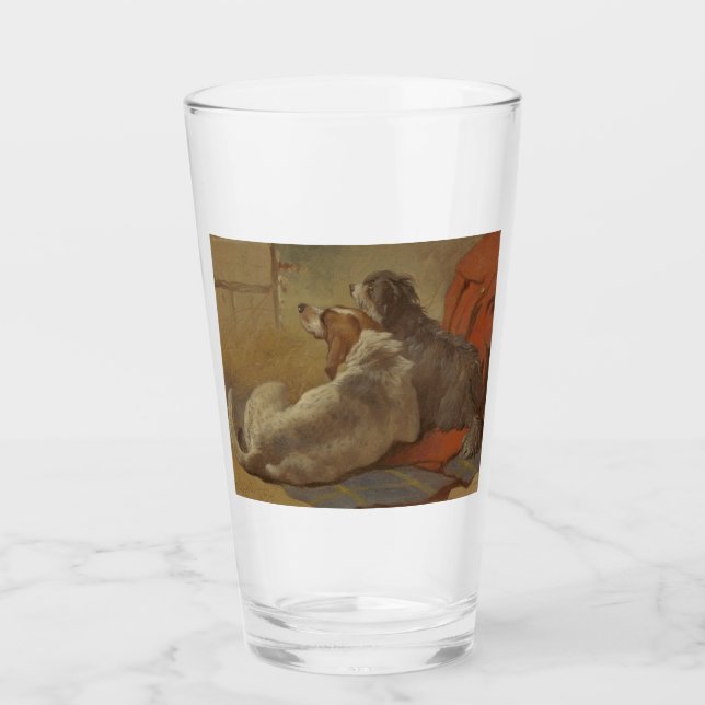 Hund und Bartollie (zwei Hunde) (Tiere) Glas (Vorderseite)