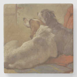 Hund und Bartollie (zwei Hunde) (Tiere) Steinuntersetzer