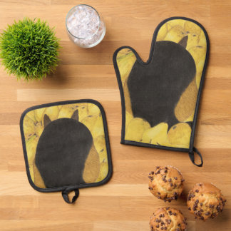 Hund und Birnen Ofenhandschuh & Topflappen Set