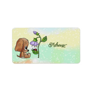 Hund und Blume Adressaufkleber
