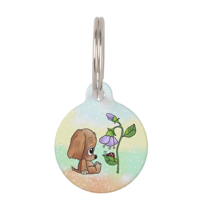 Hund und Blume Haustiermarke (Vorderseite)