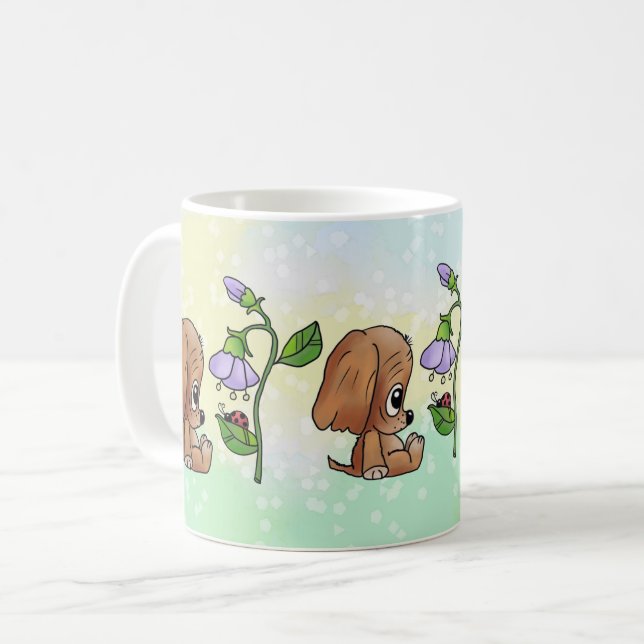 Hund und Blume Kaffeetasse (Vorderseite Links)