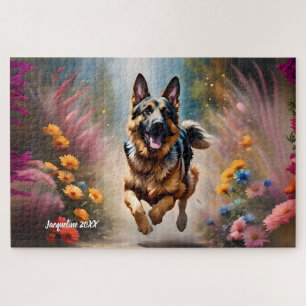 Hund und Blume Puzzle