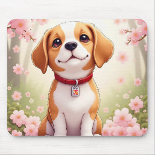 Hund und Blüten Mousepad