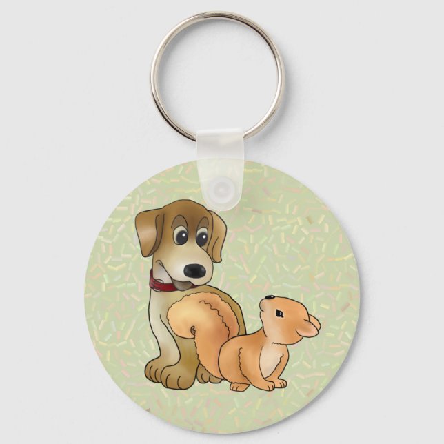 Hund und Eichhörnchen Schlüsselanhänger (Vorderseite)