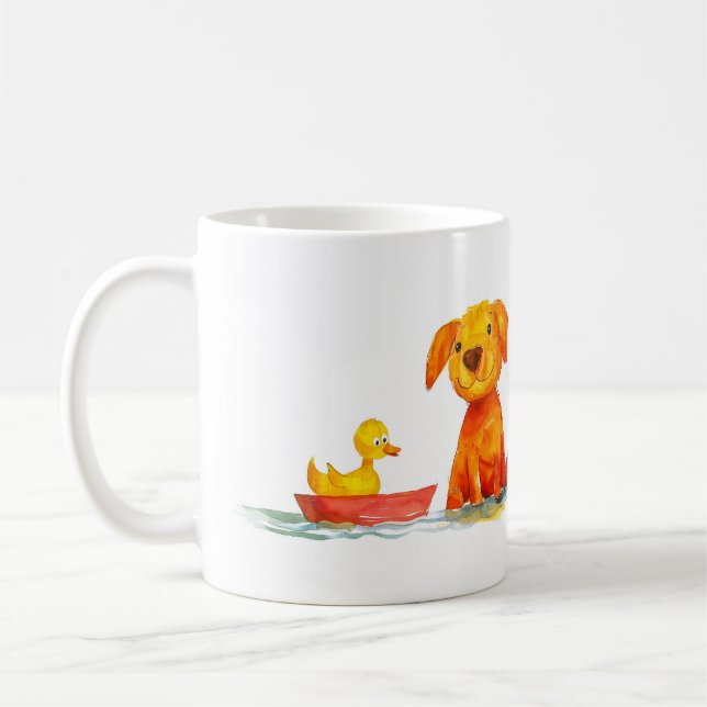 Hund und Ente Cartoon Kaffeetasse (Links)