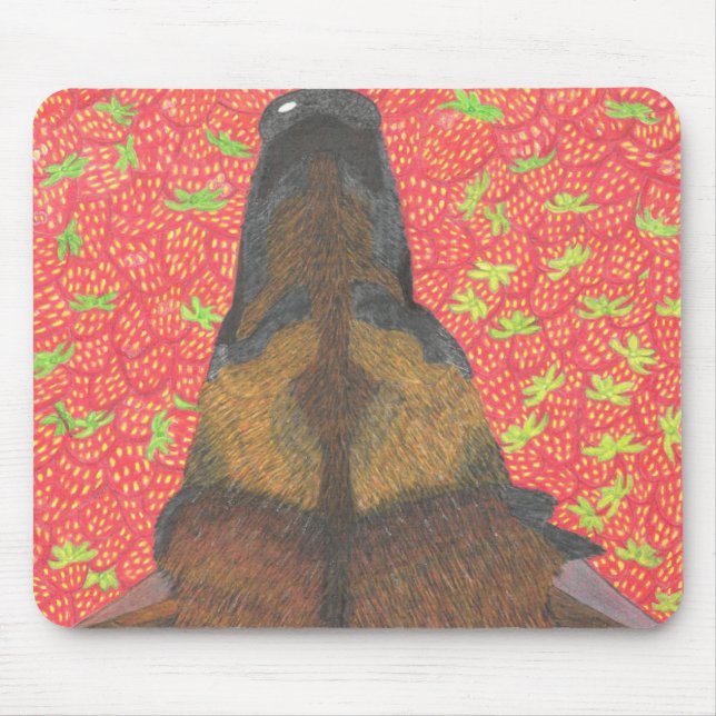 Hund und Erdbeere Mousepad (Vorne)