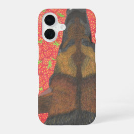 Hund und Erdbeeren Telefonhülle iPhone 16 Hülle