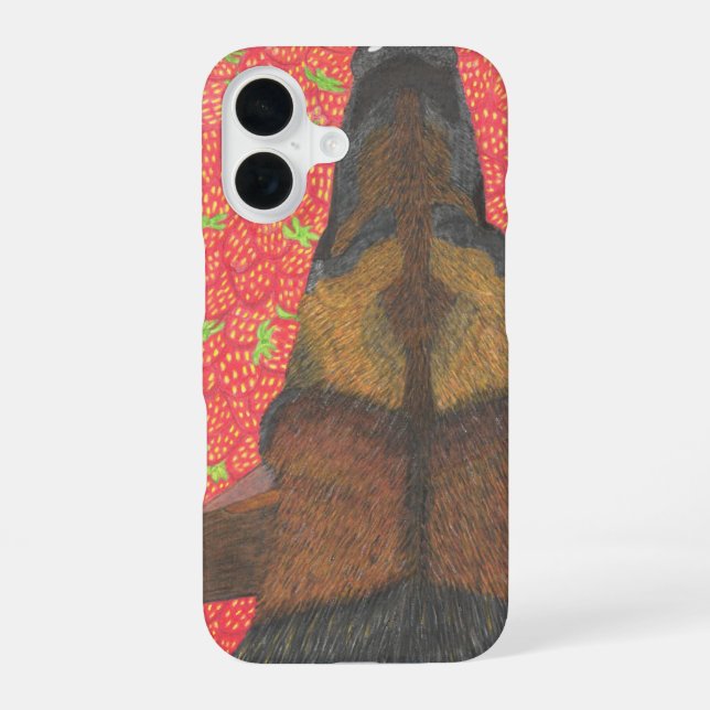 Hund und Erdbeeren Telefonhülle iPhone 16 Hülle (Rückseite)
