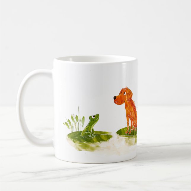 Hund- und Frosch-Cartoon Kaffeetasse (Links)