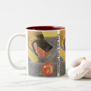 Hund und Granatapfel Zweifarbiges Kaffeetasse