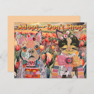 Hund und Katze Adoptier Grußkarte nicht kaufen Einladung