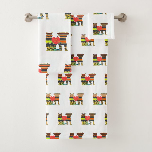 Hund und Katze Beste Freunde Badehandtuch Set (Insitu)