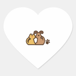 Hund und Katze Herz-Aufkleber