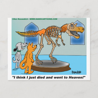 Hund und Katze im Museum Siehe Dinosaur Skelett Postkarte