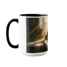 Hund und Katze kuscheln.