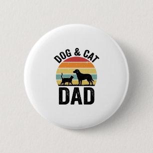 Hund und Katze Papa Vintage Haustierliebhaber-Shir Button