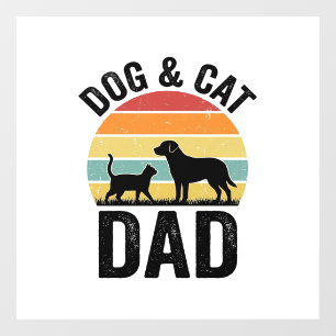 Hund und Katze Papa Vintage Haustierliebhaber-Shir Fensteraufkleber