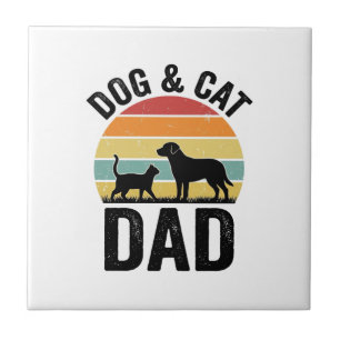 Hund und Katze Papa Vintage Haustierliebhaber-Shir Fliese