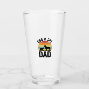Hund und Katze Papa Vintage Haustierliebhaber-Shir Glas