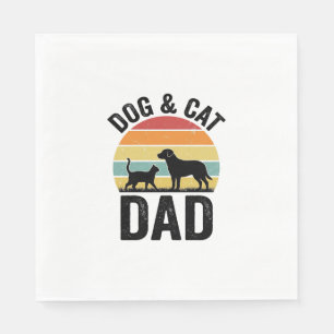 Hund und Katze Papa Vintage Haustierliebhaber-Shir Serviette
