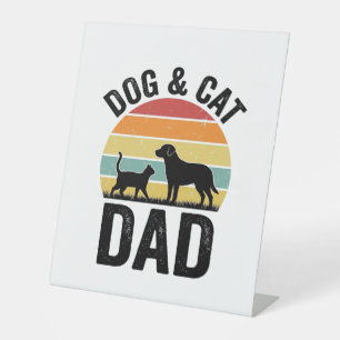 Hund und Katze Papa Vintage Haustierliebhaber-Shir Sockelschild