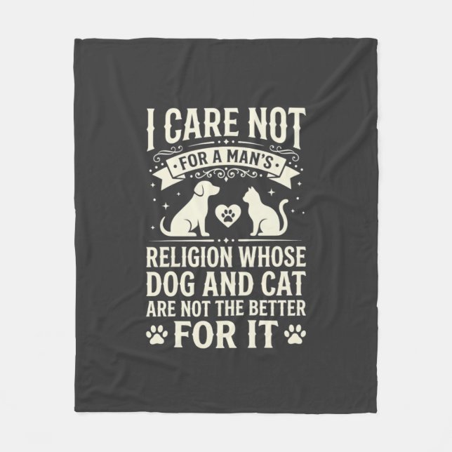 Hund und Katze Religion Zitat Fleecedecke (Vorderseite)