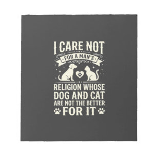 Hund und Katze Religion Zitat Notizblock