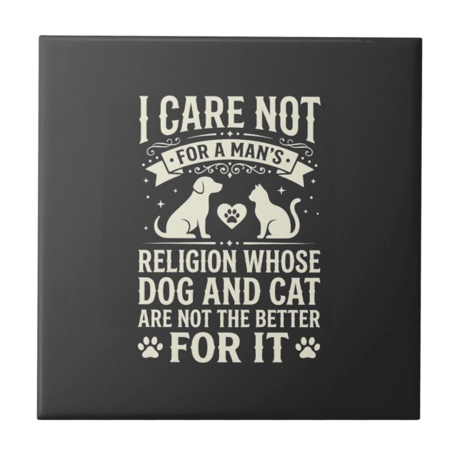 Hund und Katze Religionszitat Fliese (Vorderseite)