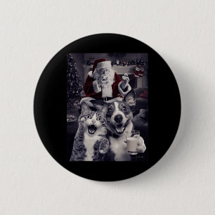 Hund und Katze Selfie mit Weihnachten Button