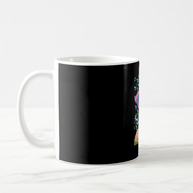 Hund und Katze unter einem Regenschirm im Regenwet Kaffeetasse (Links)