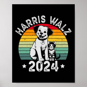Hund Und Katze Vintage Kamala Harris Tim W 2024 Wä Poster