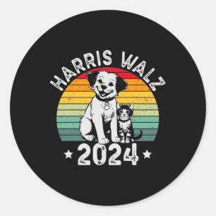 Hund Und Katze Vintage Kamala Harris Tim W 2024 Wä Runder Aufkleber