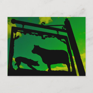 Hund und Kuh. Postkarte