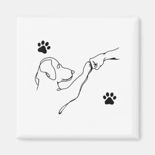 Hund und Menschen schlagen Hand Hund Freundschaft  Magnet