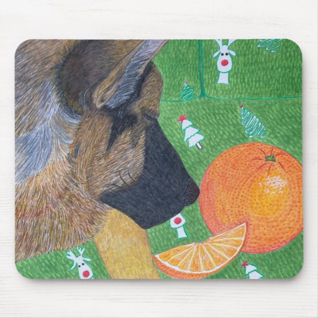 Hund und orangefarbene Mauspad (Vorne)